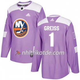 New York Islanders Trikot Thomas Greiss 1 Adidas 2017-2018 Lila Fights Cancer Practice Authentic - Herren